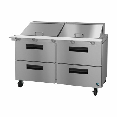 HOSHIZAKI AMERICA Refrigerator, Two Section Mega Top Prep Table, Stainless Drawers,  SR60B-24MD4
